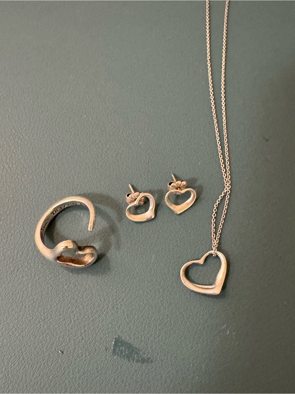Authentic Tiffany & Co. Elsa Peretti Open Heart Sterling Silver Jewelry Set - Picture 2 of 12